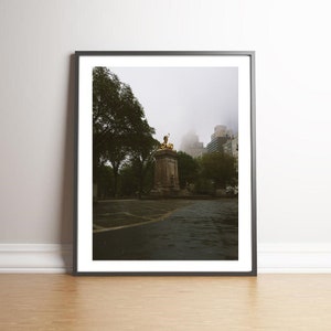 Manhattan Central Park Columbus Circle New York City Fog Morning Overcast | Instant Download Digital Print