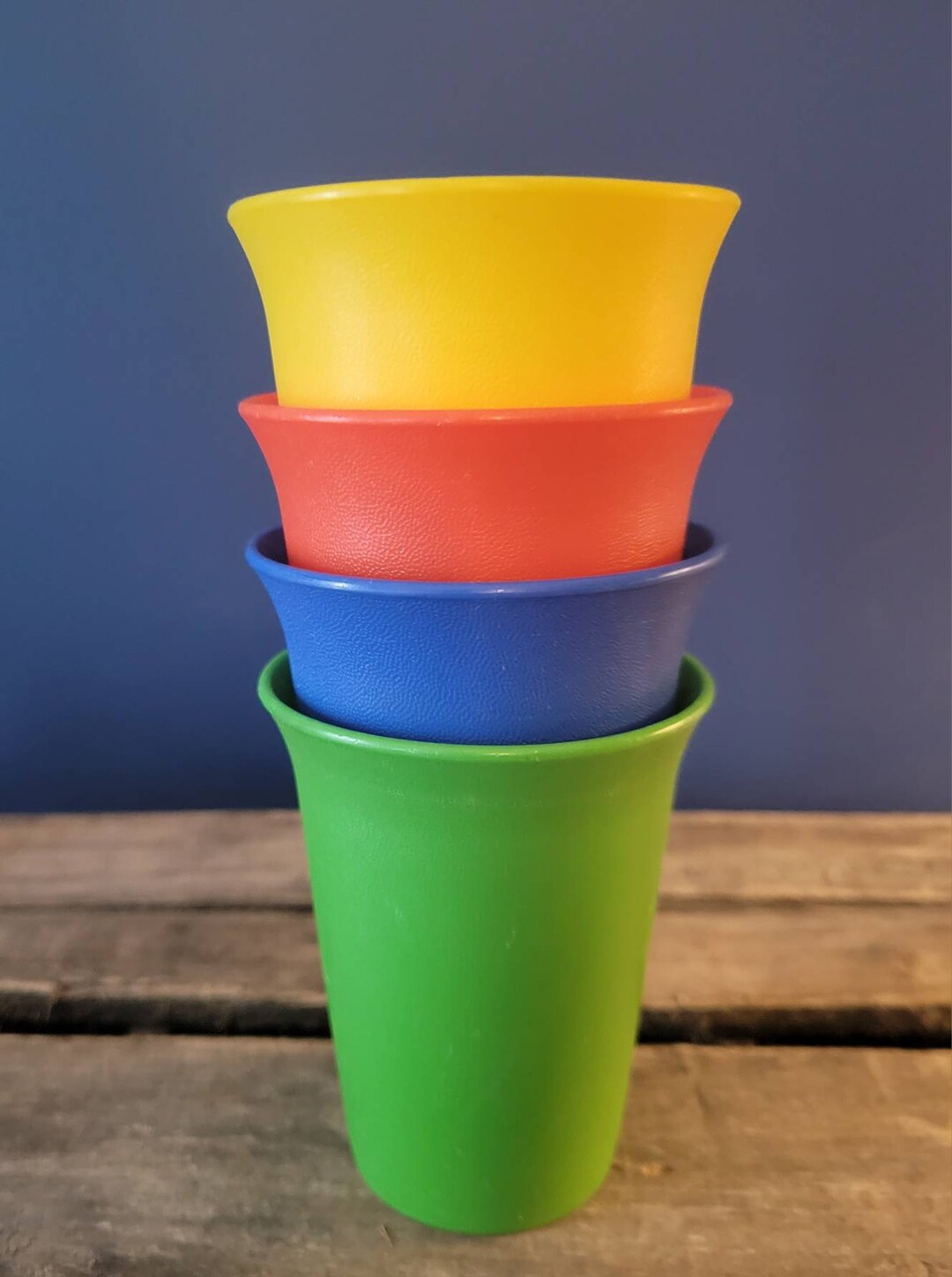 Vintage Tupperware Kids Cups Set of Four Primary Colors Etsy