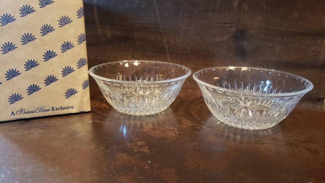 Vintage Princess House Crystal Bowls New in Box Set of Two Crystal Lead
