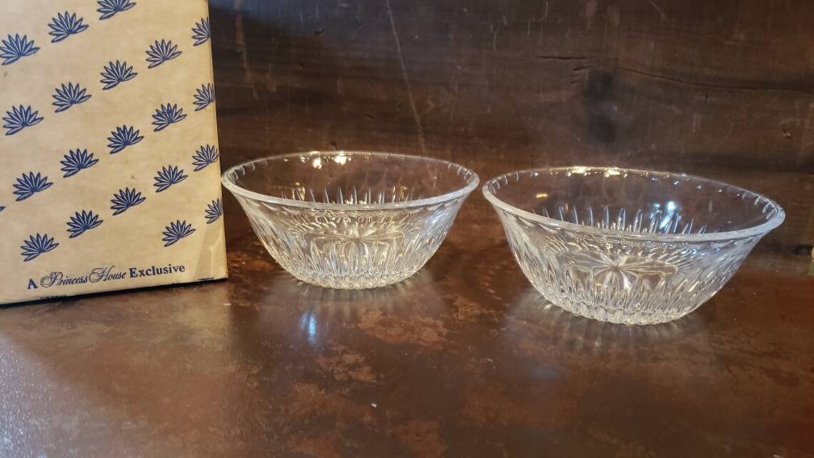 Vintage Princess House Crystal Bowls New in Box Set of Two Etsy