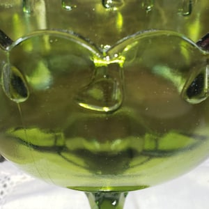Vintage Indiana Glass Company Green Pedestal Compote Teardrop Bowl FREE SHIPPING