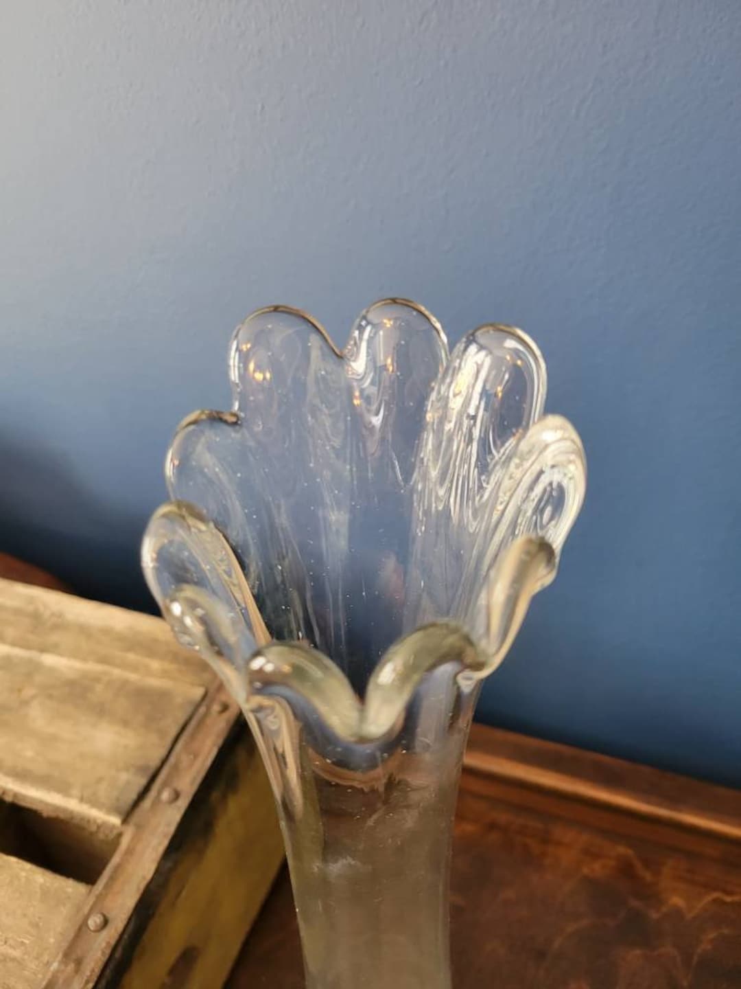 Vintage Clear Swung Glass Tall Vase FREE SHIPPING Etsy