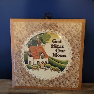 Vintage Wall Decor by Heirloom Editions in Orginal Packaging 1976 God Bless Our Home FREE SHIPPING