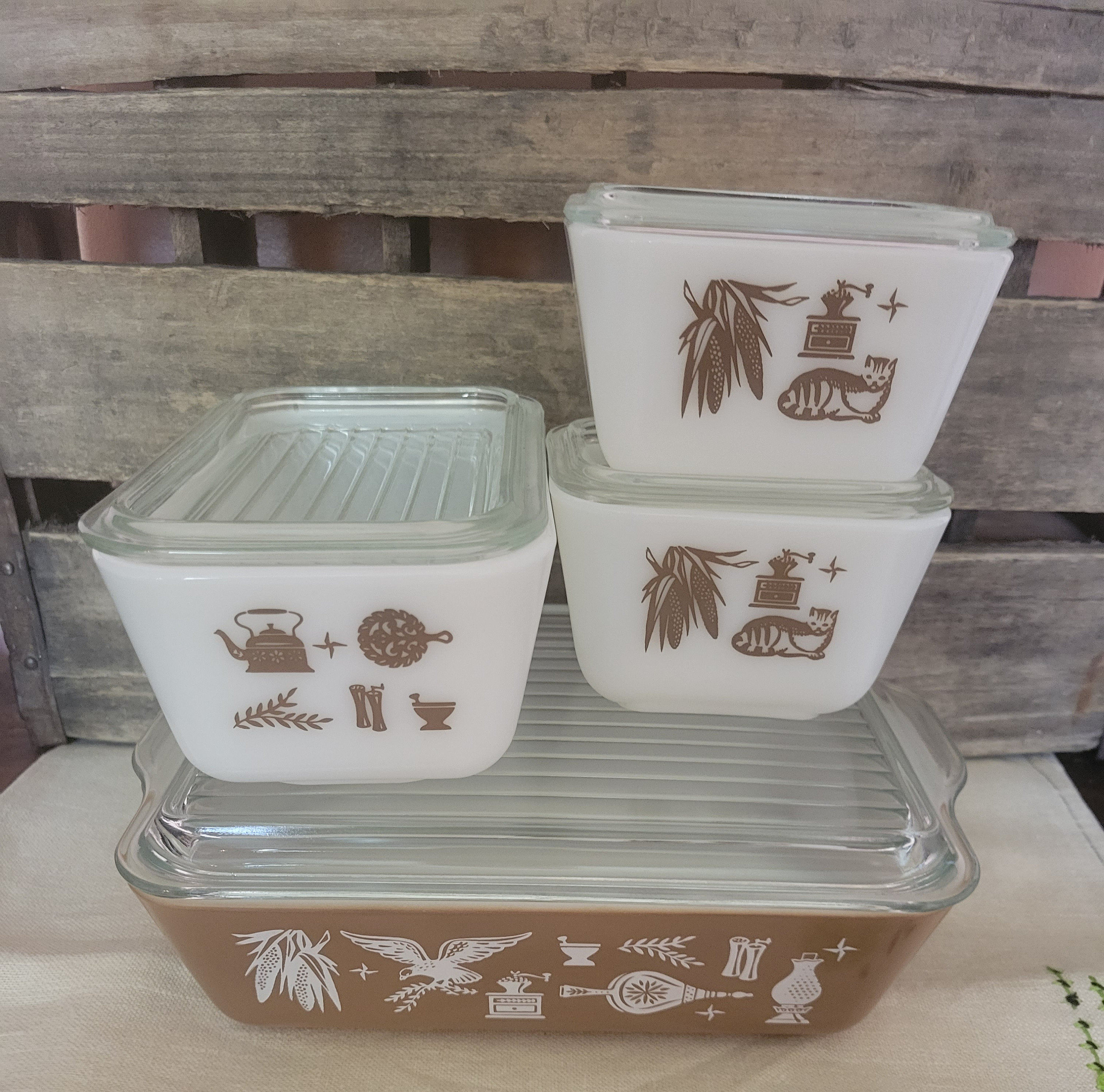 保存容器・ケース (138) Old Pyrex Refrigerator Dish 3Set 138) Old Pyrex Refrigerator Dish 3Set 保存容器・ケース