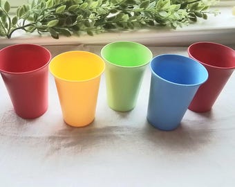 Vintage Style Tupperware Kids Cups: Bell Tumblers, Set of 5