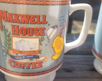 Vintage Maxwell House Coffee Mugs: Pedestal Footed Pair