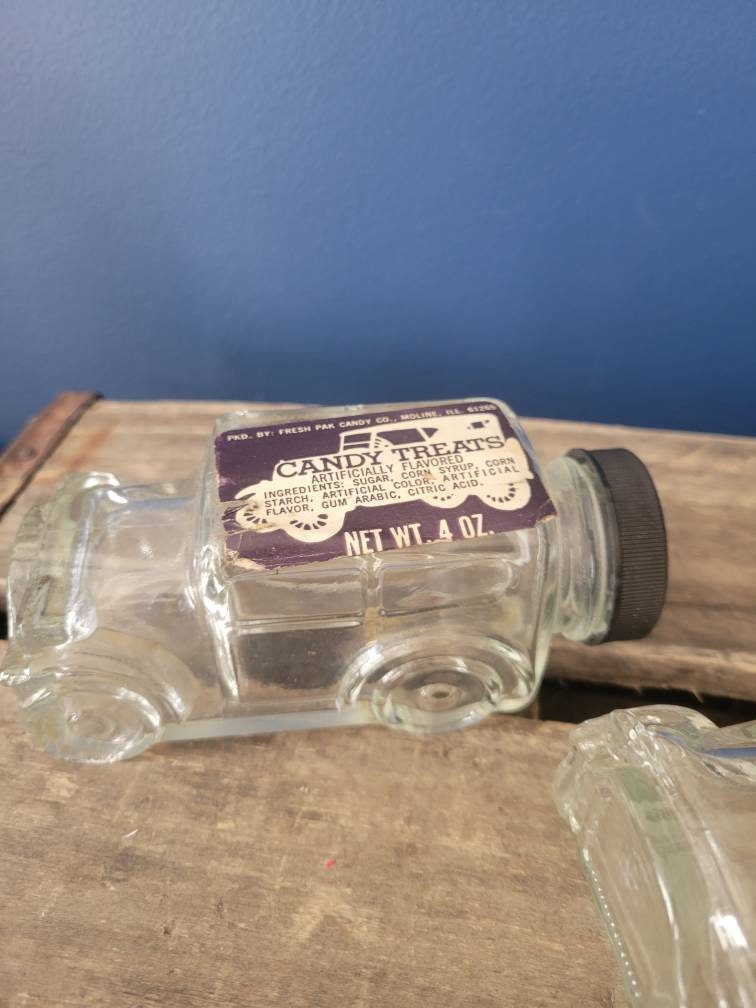 Vintage Glass Candy Jars Three Vintage Glass Automobile Candy Etsy