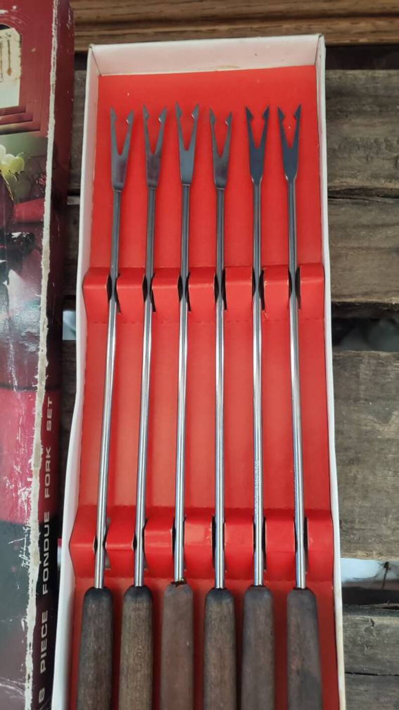Vintage Fondue Fork Set Six Piece Made in Japan Stainless Etsy
