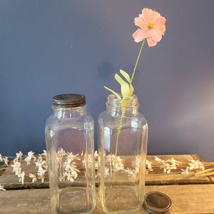 Vintage Bottles Owens Illinois Glass Company Clear Bottle Set 1930&#39;s Screw Cap FREE SHIPPING