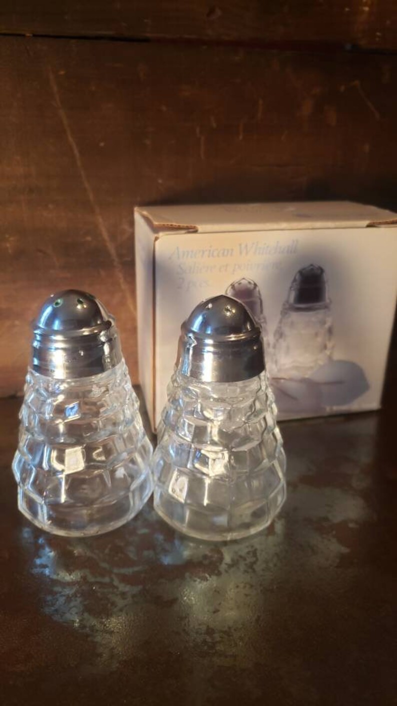 Vintage Crystal Glass Salt and Pepper Shakers by Indiana Glass Etsy