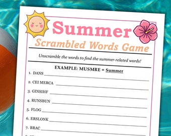 Summer Scrambled Words - Printable Summer Game