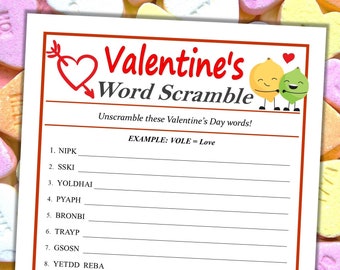 Printable Valentines Word Game - Word Scramble