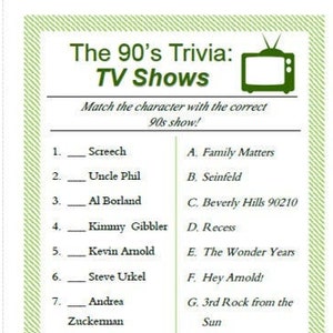 90 S Theme Trivia Pack Of 50 Questions Questions Cover Etsy