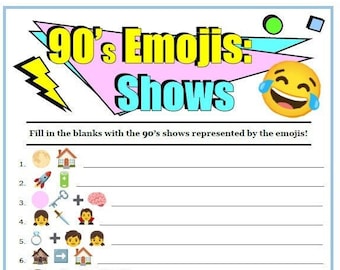 90s Emojis Game: Shows - Printable Emoji Party Game