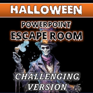 Halloween PowerPoint Escape Room Challenging Version - Virtual Escape Room Style Zoom Game for Adults and Teens!