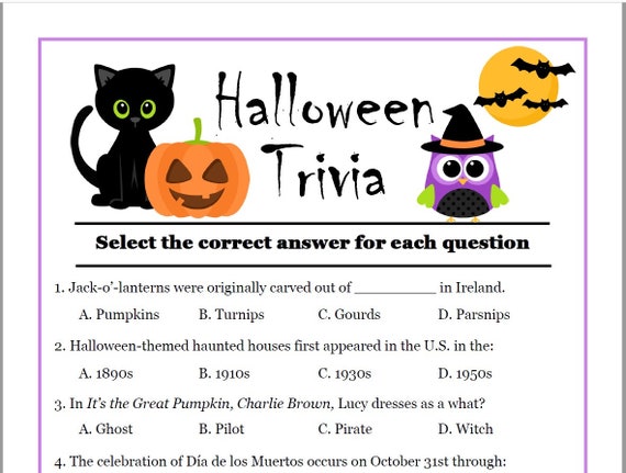 Free Printable Halloween Superstitions Trivia Quiz