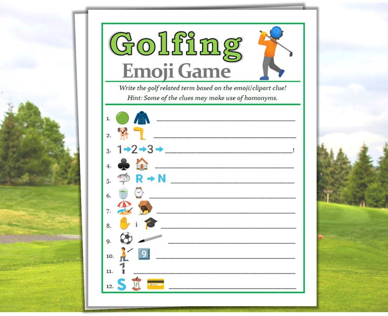 Golfing Emoji Game - Fun Printable Golf Game for Family and Friends ...