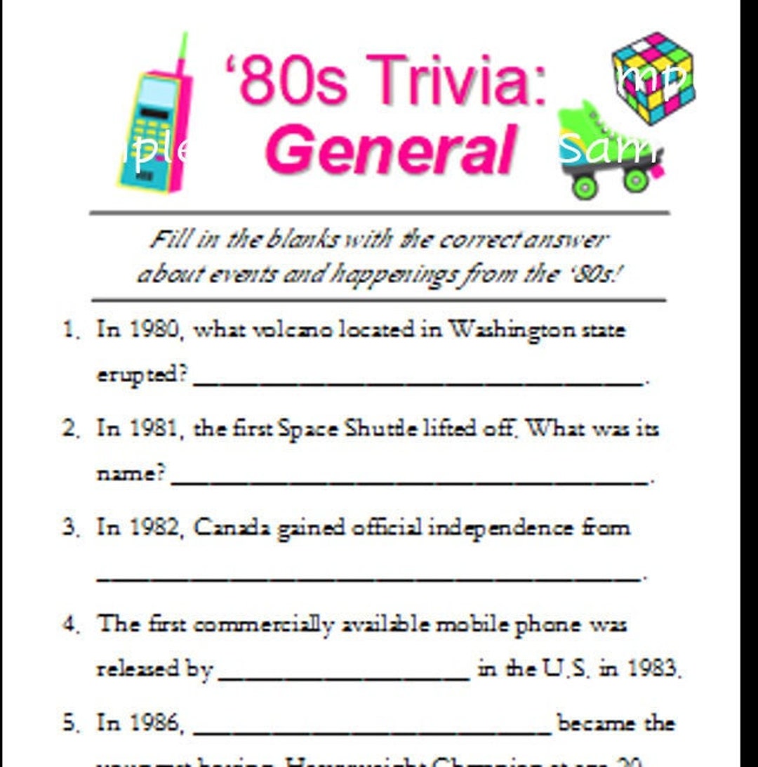 80s Trivia Questions and Answers Printable (Free!) - Leap of Faith Crafting