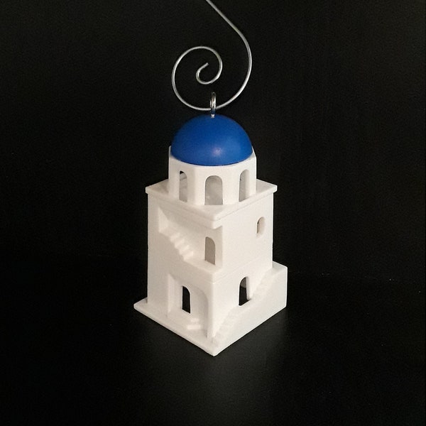 Santorini Ornament - Upcycled Board Game Gift