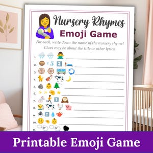 Nursery Rhymes Emoji Game - Fun Printable Activity - Great for Baby Showers!