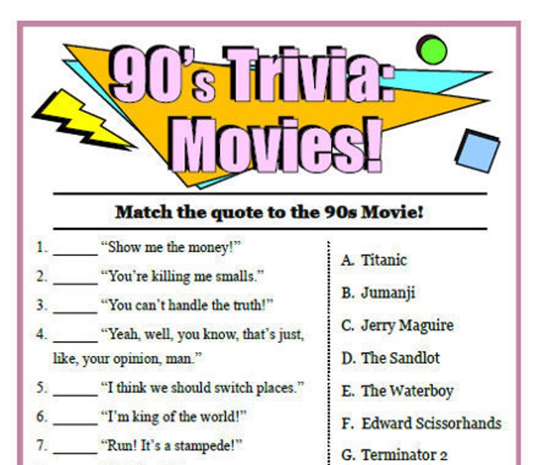 90'S Trivia Questions And Answers Printable