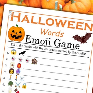 Halloween Emoji Game: Words Printable Fun Halloween Party - Etsy