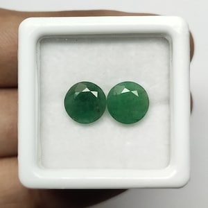Emerald Round Cut Pair 7.50 mm 2.70 carat Loose Green Vibrant Natural Untreated Emerald Round Gemstone Wholesale Emerald Round