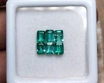 Esmeralda natural de corte octogonal engastada, 1,33 quilates, 3 x 4 mm, esmeralda transparente, suelta, verde azulado, de calidad fina, sin tratar.