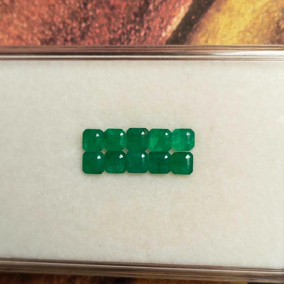 Lote de esmeralda natural de corte octogonal cuadrado de 3,5 x 3,5 mm, 2,14 quilates, suelta, brillo esmeralda verde, piedra preciosa esmeralda octogonal sin tratar