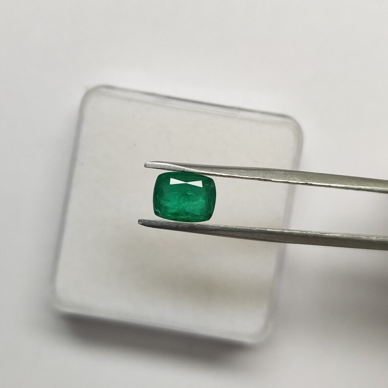 Natural Emerald Cushion 6x8 mm 1.20 Cts green-Loose Emerald Cushion shape Gemstone-Emerald Engagement Custom Ring-Green Emerald Cushion