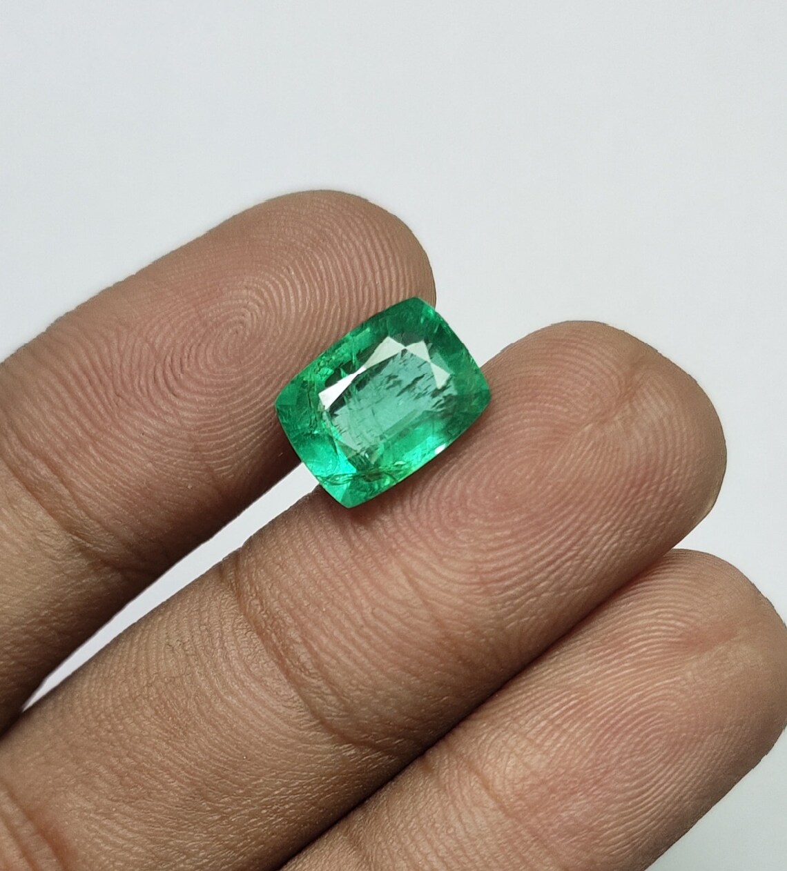 Natural Emerald Cushion Cut 3.35 Cts.Vivid Bright Etsy