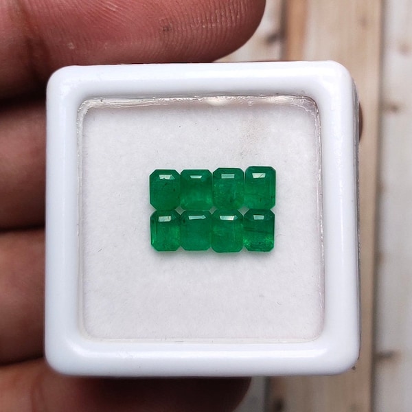 Natural Emerald Octagon Cut Set 1.72 Cts. 3x4 mm Super Clean Transparent Emerald Loose Green Emerald Fine Quality Emerald