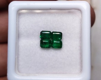 Esmeralda natural talla octagonal engastada, 0,94 cts., 3 x 4 mm, esmeralda transparente, esmeralda verde intenso suelta, esmeralda de calidad fina