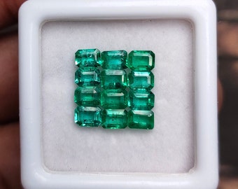 Lote de esmeraldas naturales de corte octogonal de 2,35 quilates, 3 x 4 mm, esmeraldas transparentes, verdes sueltas, gemas y joyas de calidad fina con corte esmeralda al por mayor.