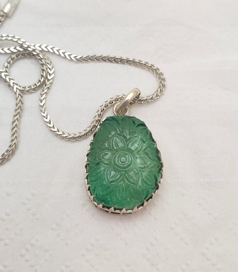 Natural Emerald 23x17.9 mm 6.221 Gram fancy carving 1 piece Hand Made Emerald Carved Untreated zambian emerald pendant A-228