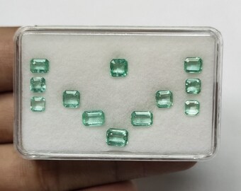 Esmeralda afgana natural tallada a mano, 5,55 quilates, 12 piezas. Para usar en aretes y collar, color verde brillante, esmeralda, lote limpio.
