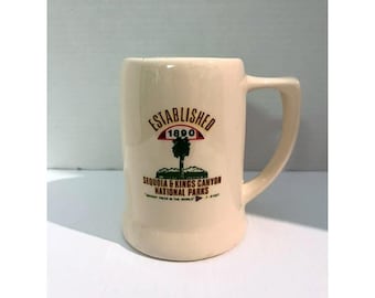 Vintage Sequoia & Kings Canyon National Parks Coffee Mug Made in USA Cream Color