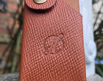 Cartera fina para tarjetas de piel vegetal color canela