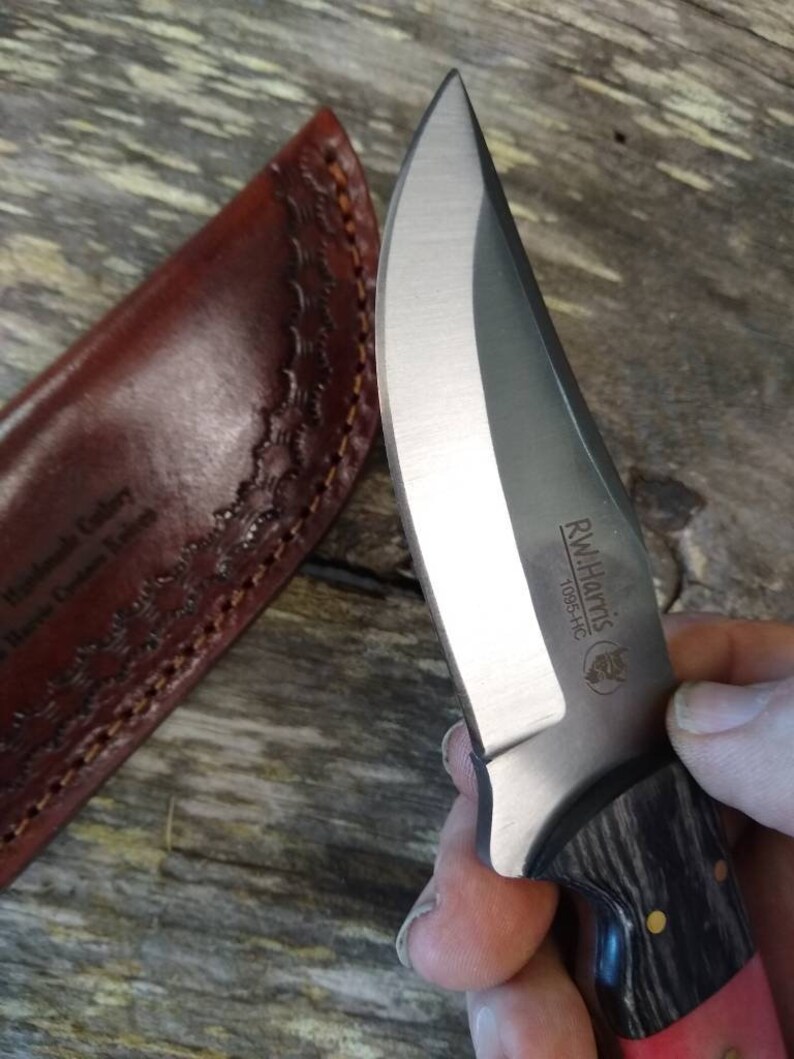 Hand Forged Full Tang Pink Bone Handled 1095 HC Steel Skinner