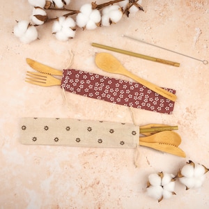 Bamboo Cutlery Set with Cotton Pouch