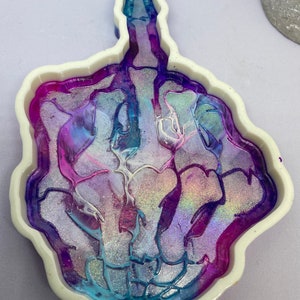 Bone middle finger resin trinket tray