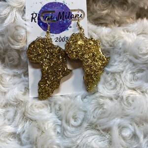 Gold Sprinkle Africa wood earrings