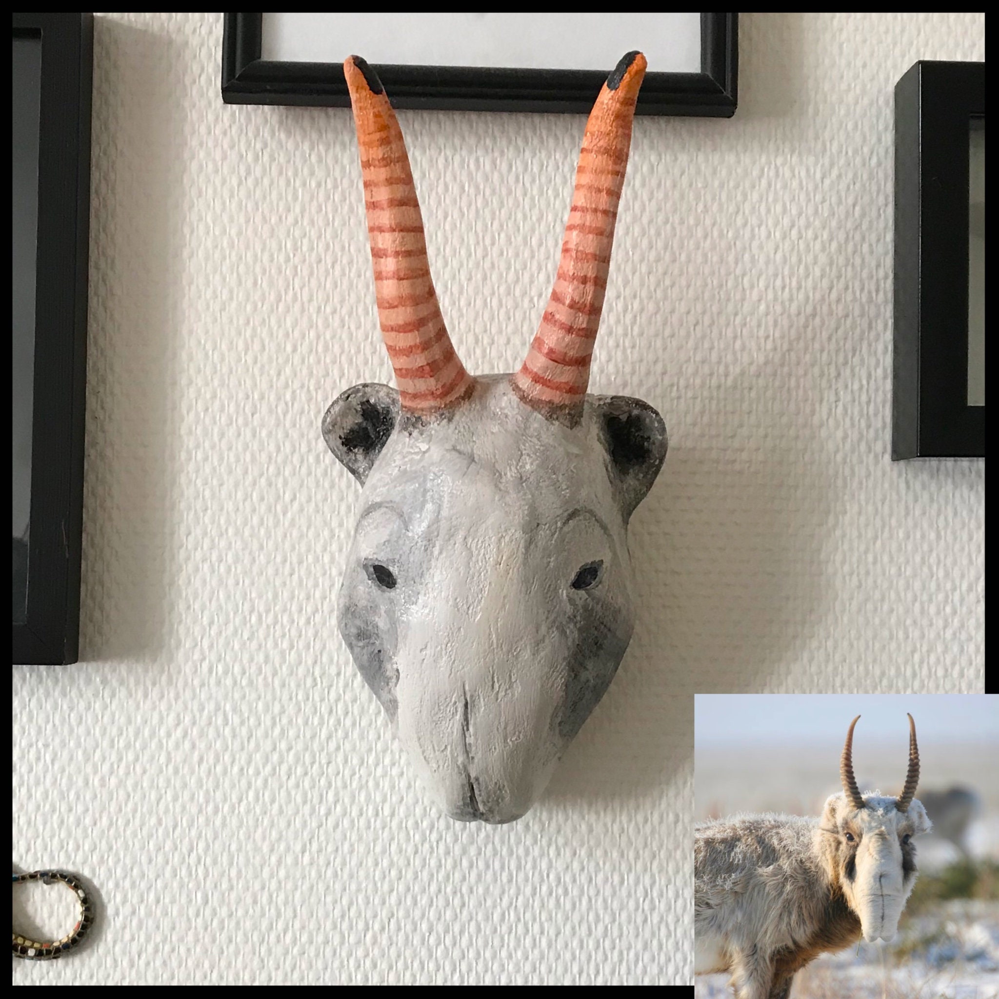 Sculpture Tête d'antilope Saïga