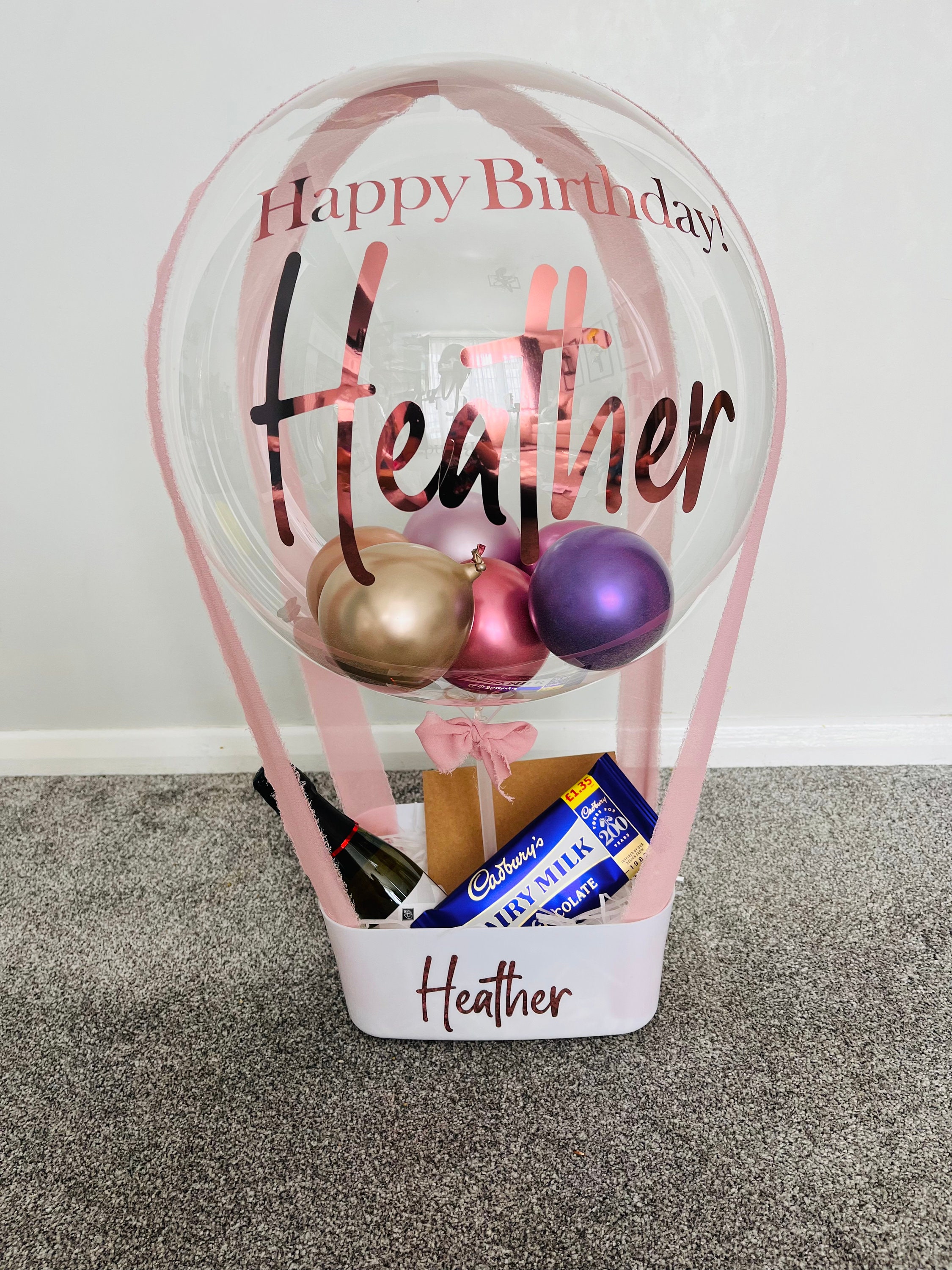 Balloon Bouquet, Hot Air Balloon Gift Basket, Personalized Gift, Gift