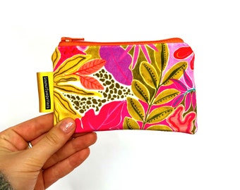 Luxury velvet mini purse , travel purse , pink panther , tropical bag , handmade , gift idea , velvet makeup bag