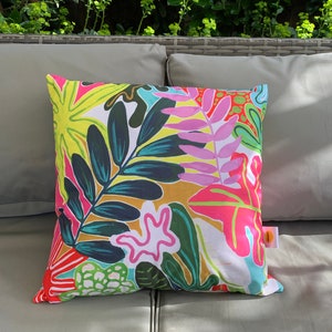 Outdoor cushions , waterproof cushions , tropicals , handmade , summer decor , summer cushions , weatherproof cushions , colourful image 5