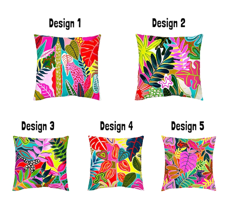 Outdoor cushions , waterproof cushions , tropicals , handmade , summer decor , summer cushions , weatherproof cushions , colourful image 2