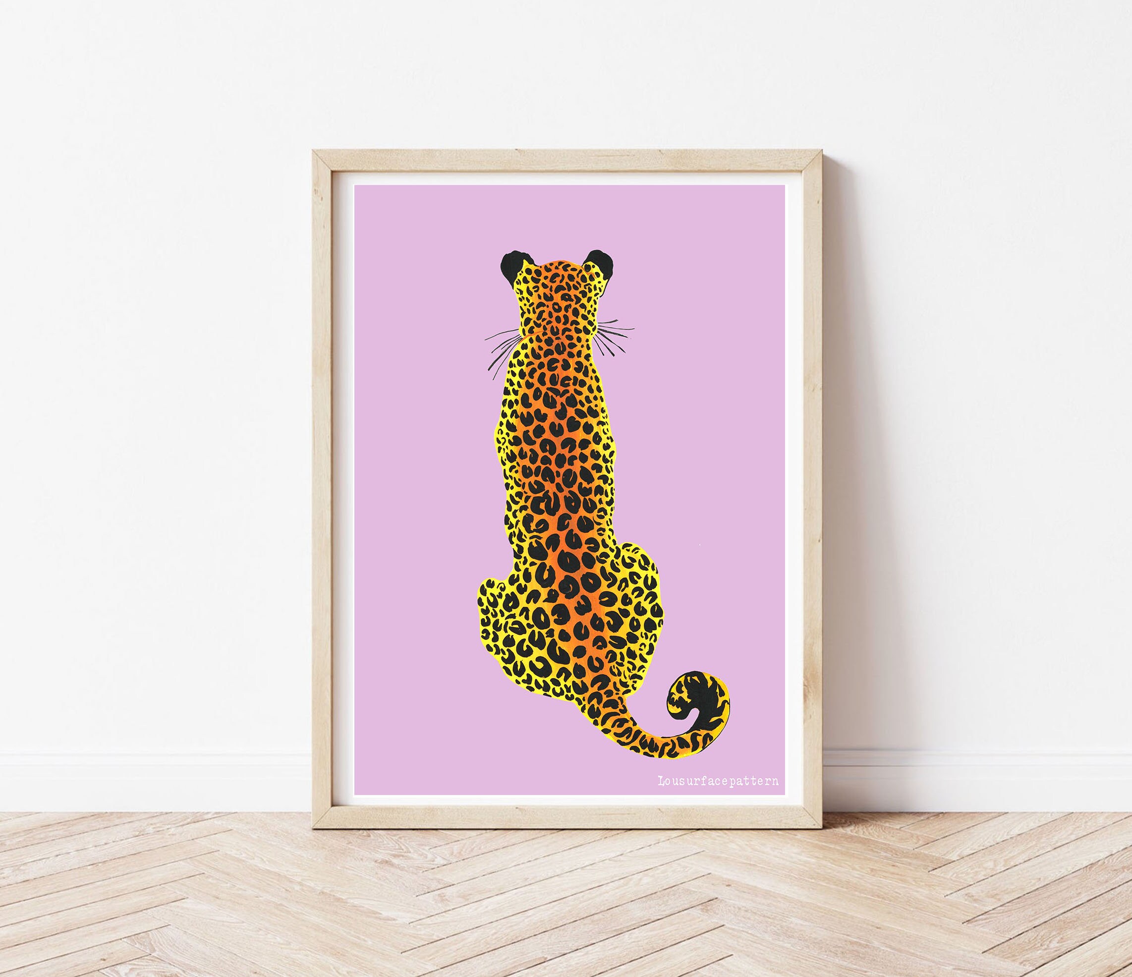 Leopard poster colourful print leopard wall decor | Etsy