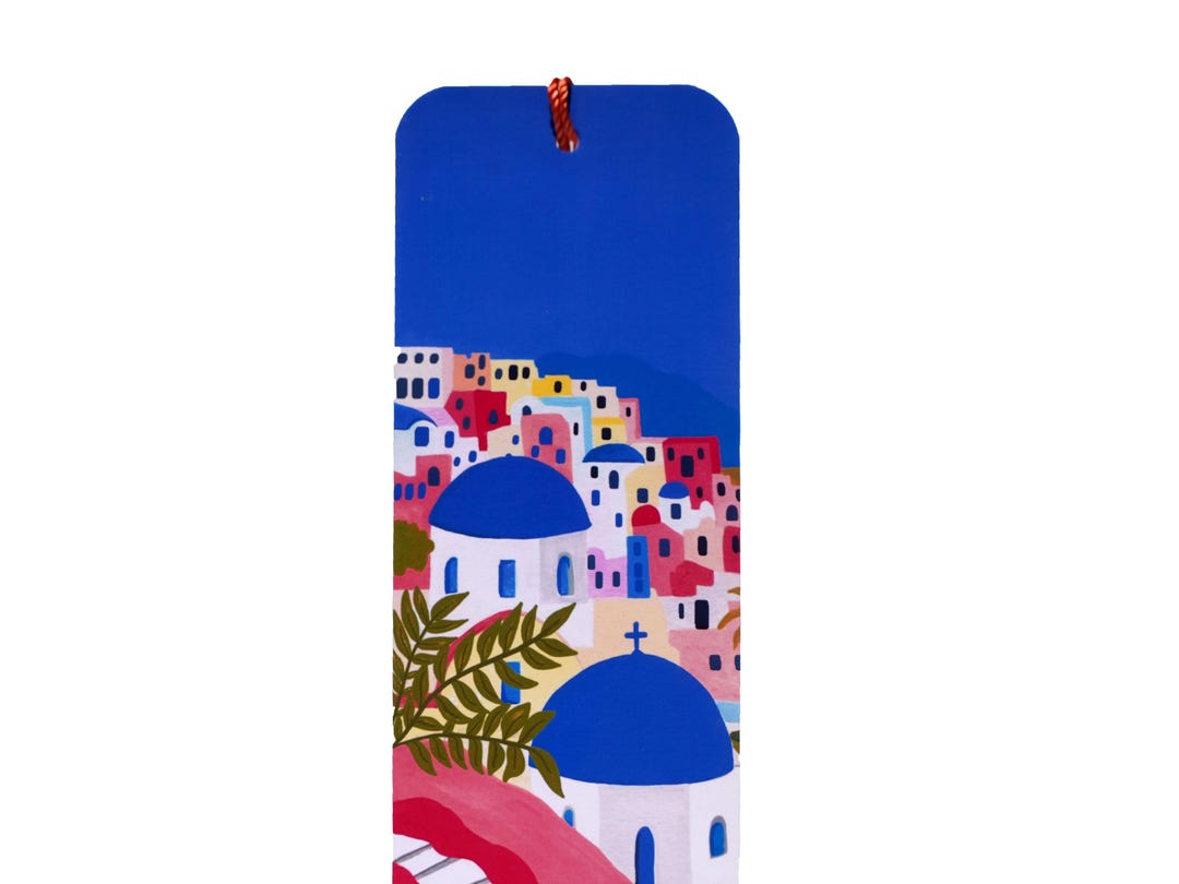 Santorini Bookmark , Colourful Bookmark , Gift Ideas , Travel Prints ...