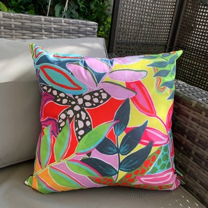 Outdoor cushions , waterproof cushions , tropicals , handmade , summer decor , summer cushions , weatherproof cushions , colourful image 7